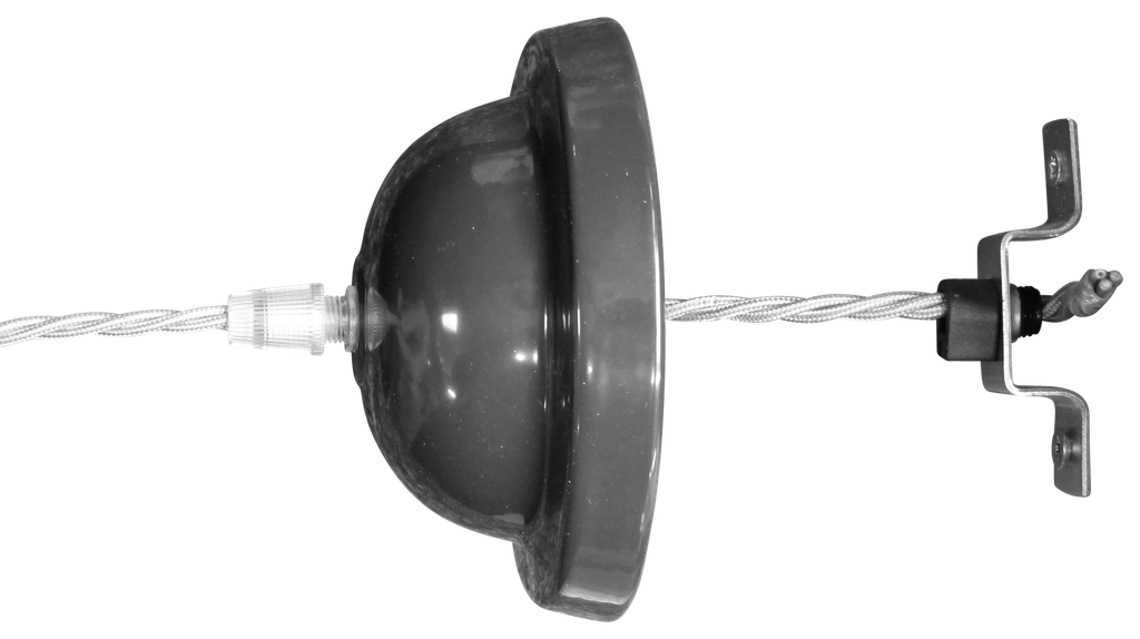 Porcelain Ceiling Cup Black 124mm Ø complete with bracket & cord restraints