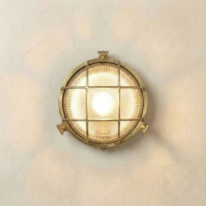 Illuminated solid-brass Navigator bulkhead light
