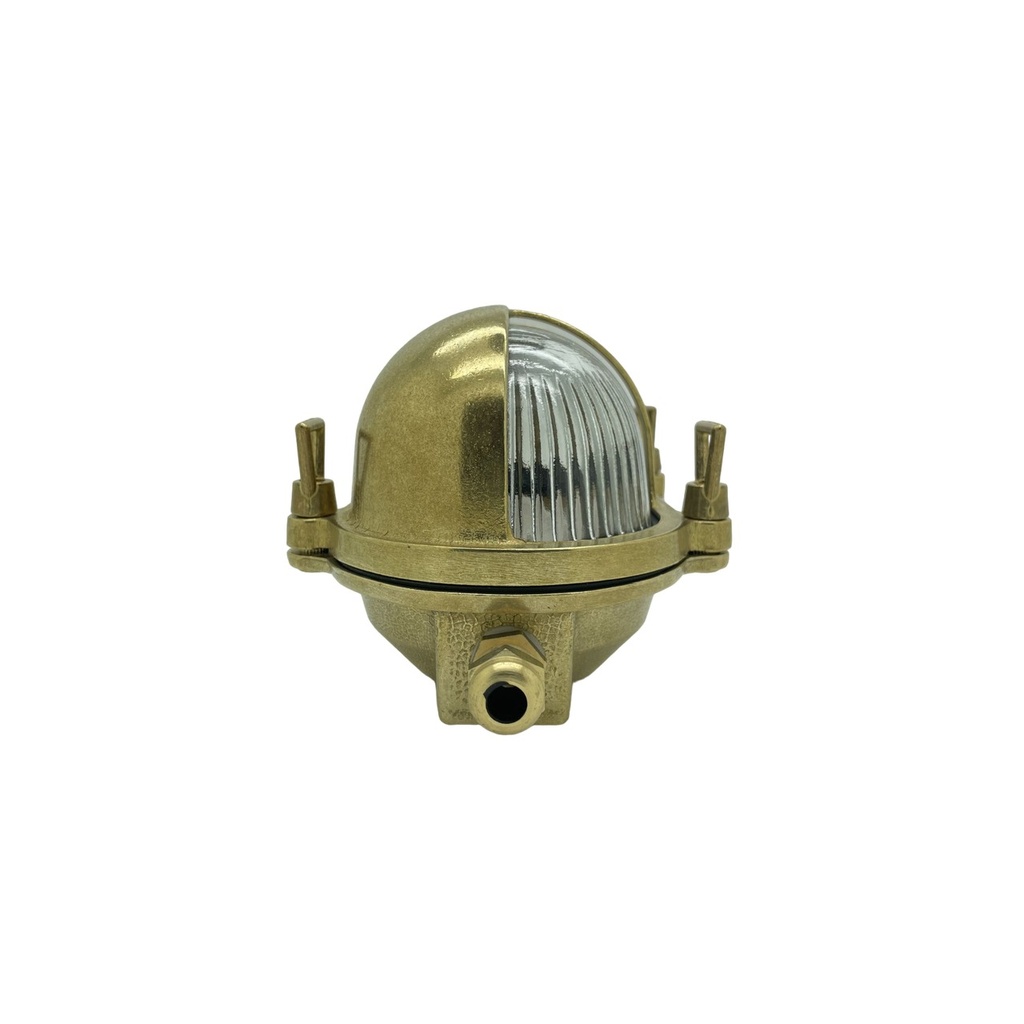 Navigator Palaemon Eyelid Bulkhead Solid Brass Outdoor Light End View