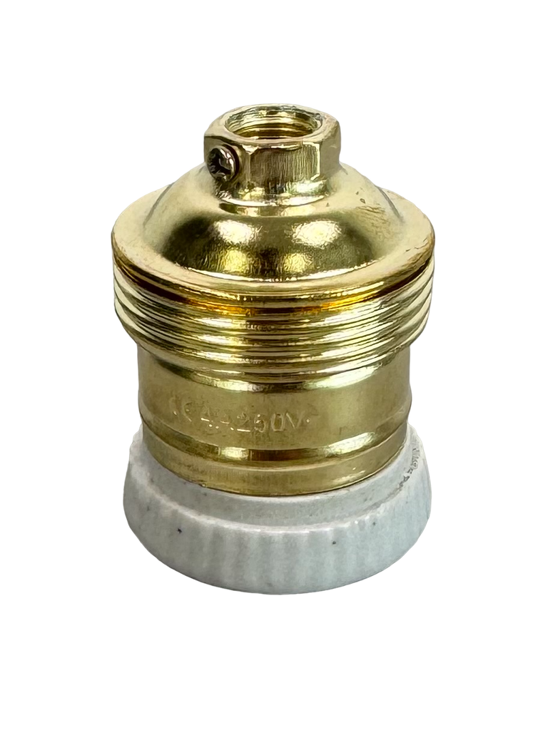 Brass Plated with Porcelain Ring ES 10mm Lampholder