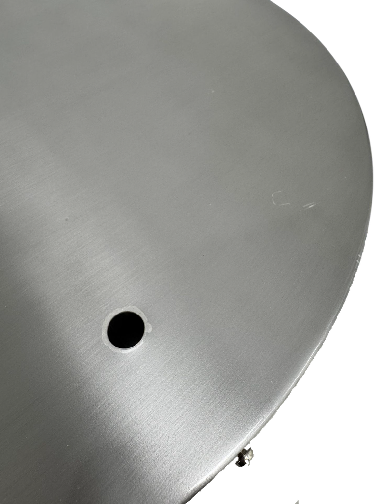 Clearance 450mm Circular Giant Ceiling Rose with 4 x 13mm outlets. Brushed Steel & Lacquered. Some Scratches.