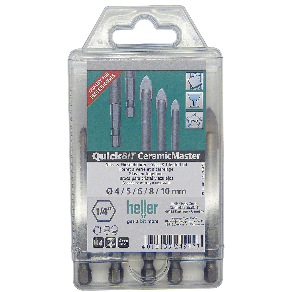 5-Piece Tile/Glass Drill Bit Set 4,5,6,8,10mm