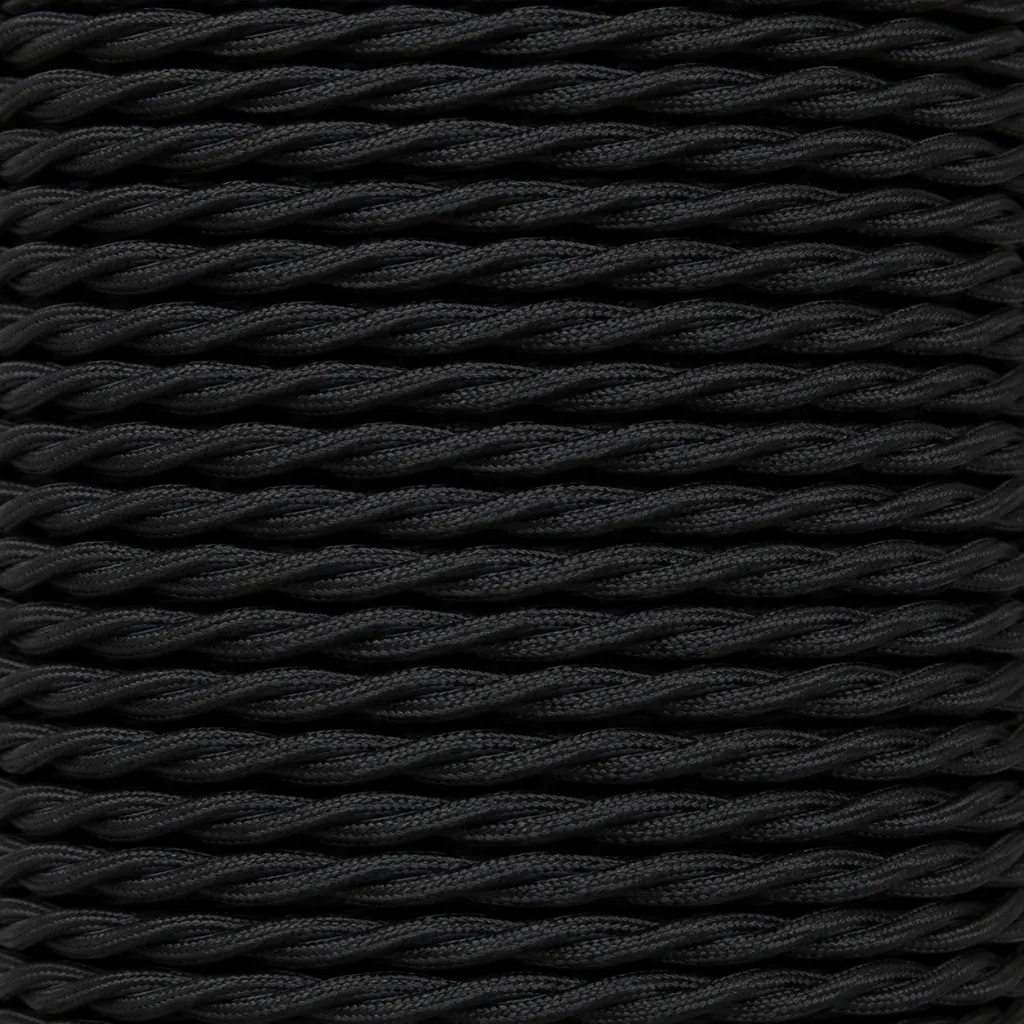 [01061] 2 Core 0.75mm Twisted Black Braided Flex 