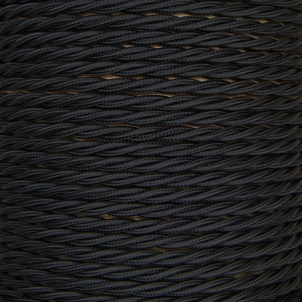 [01061] 2 Core 0.75mm Twisted Black Braided Flex 