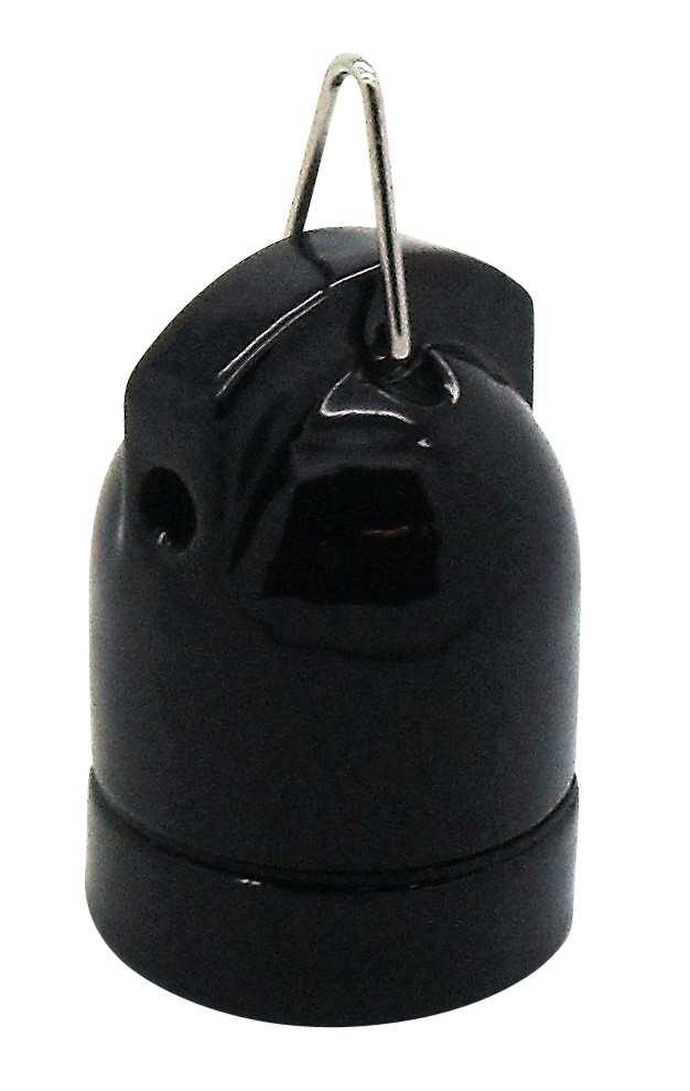 [05740] Porcelain Festoon E27 Lampholder (Black)