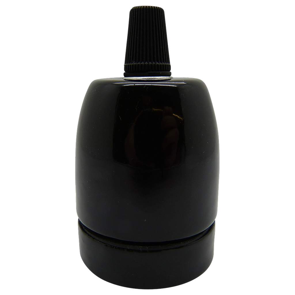 [06041] Gloss Porcelain ES Cordgrip Lampholder (Black)