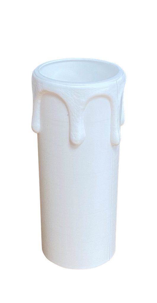 [05188] 24mm Internal Diameter White Plastic Candle Tube with Wax Drip Effect (Height: 65mm)
