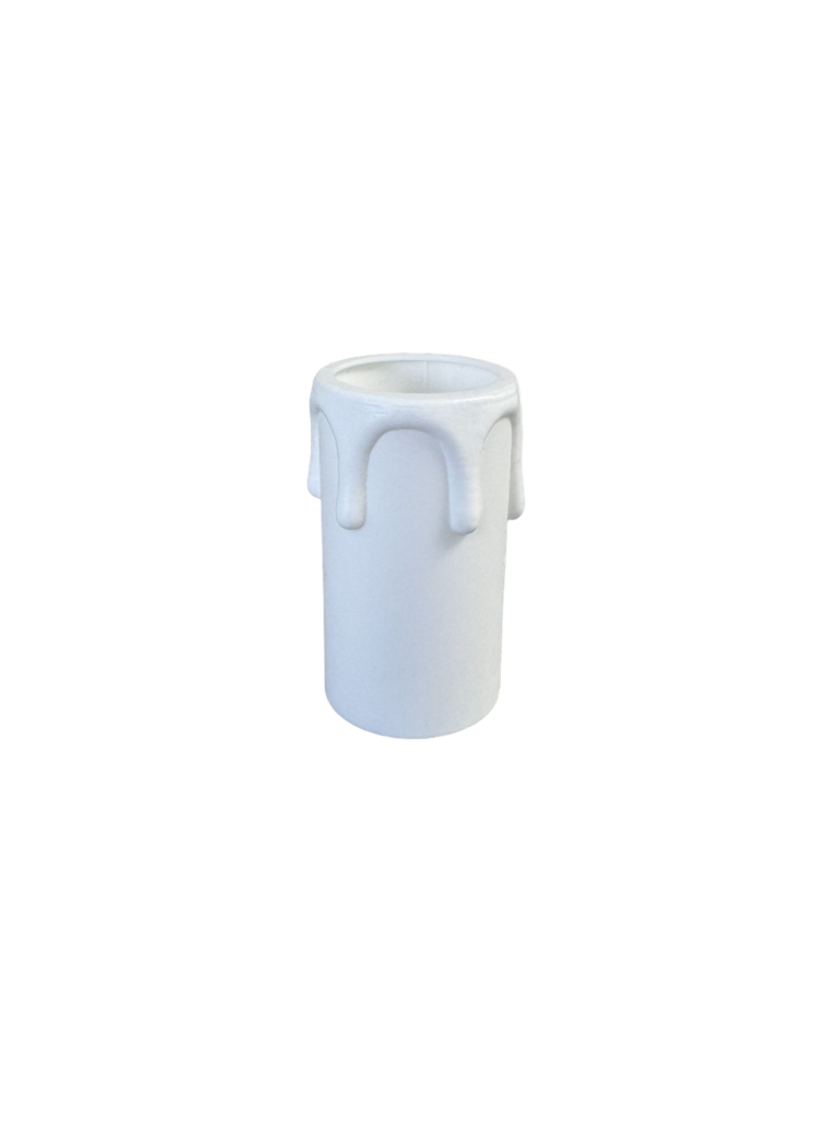 [05812] 27mm Internal Diameter White Plastic Candle Tube with Wax Drip Effect (Height: 53mm)
