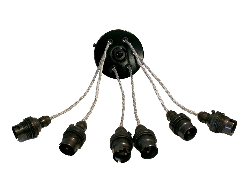 [05691] 6-Drop Pendant (BARBARA Black/Twisted Silver)