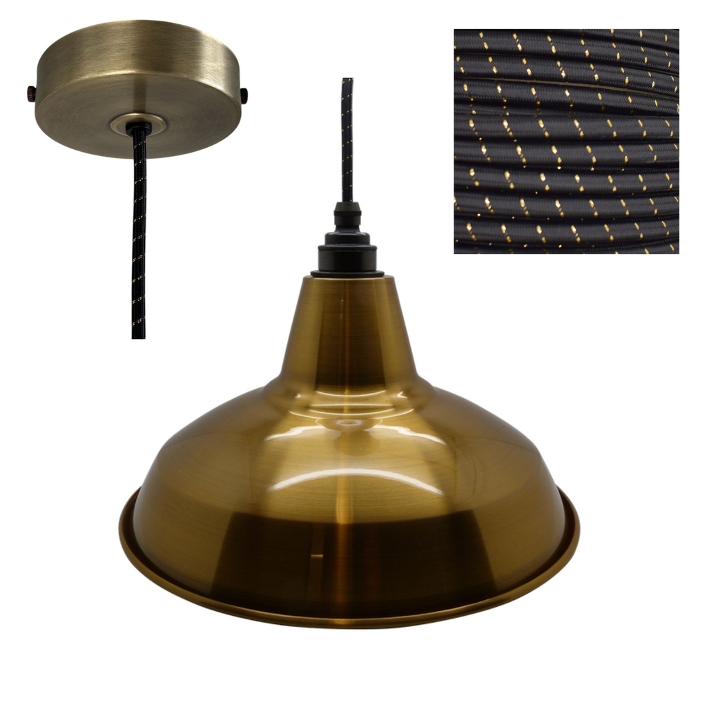 Antique Brass Industrial Shade Pendant