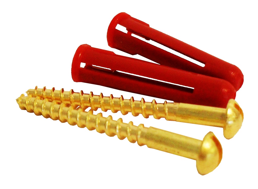 [07115] Fixing Pack - Dome Head Slotted Screw 2-Pack (Brass)