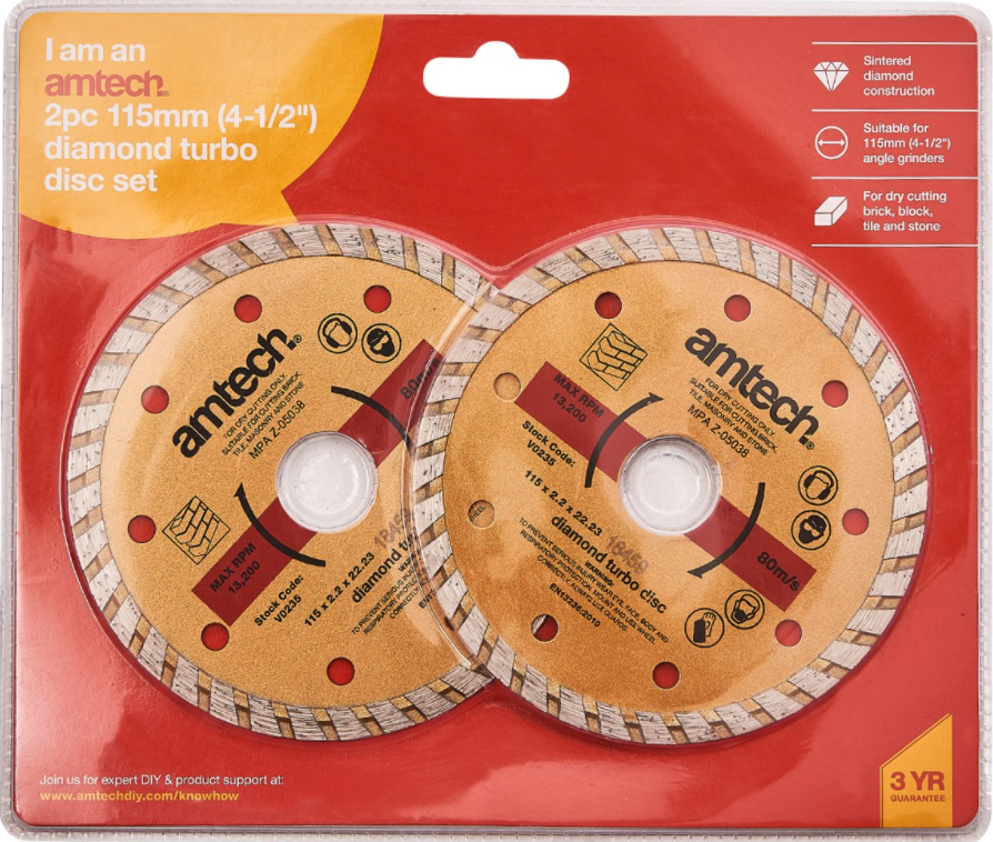 2-Pack Diamond Cutting Blade 4½&quot;/115mm (Dry)