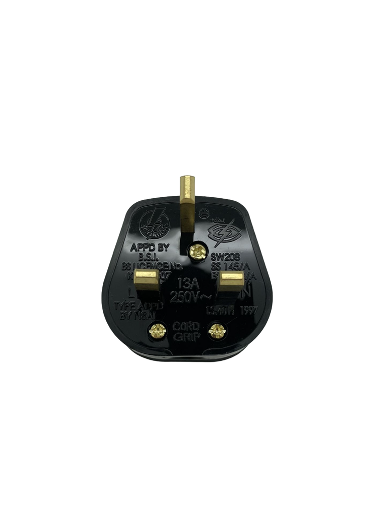[06469] 3A Fused Plug – Premium Gloss Finish with Screw‑Type Cord Grip (Black)