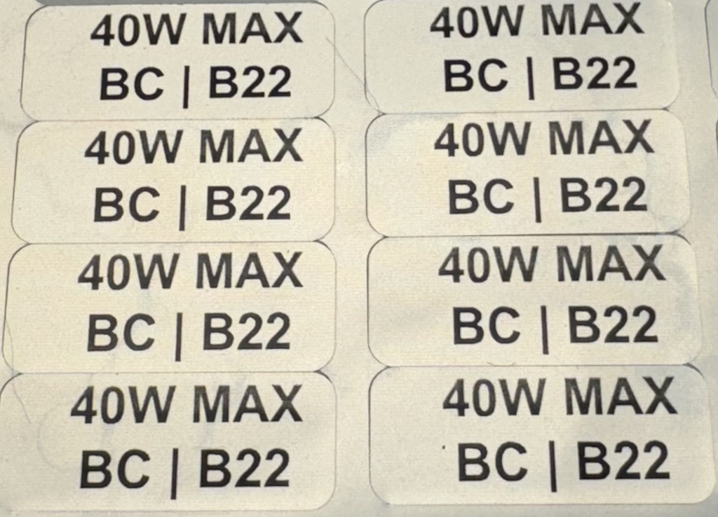 Maximum Wattage Labels - 189Pcs