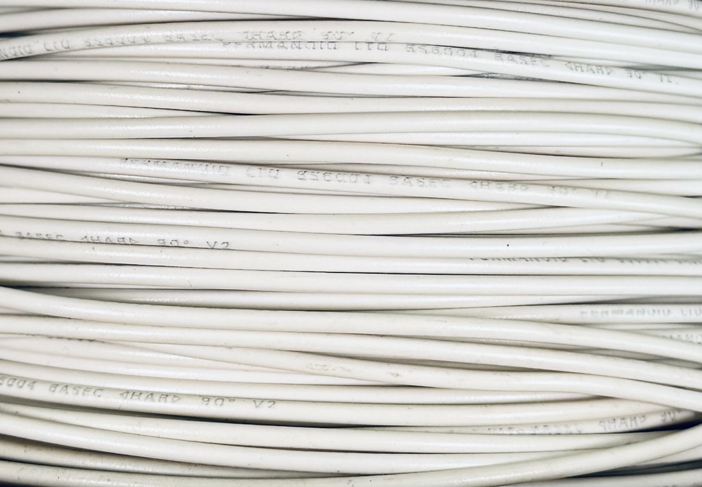[01075] 1 Core 0.5mm Solid Core Heat Resisting PVC Flex White