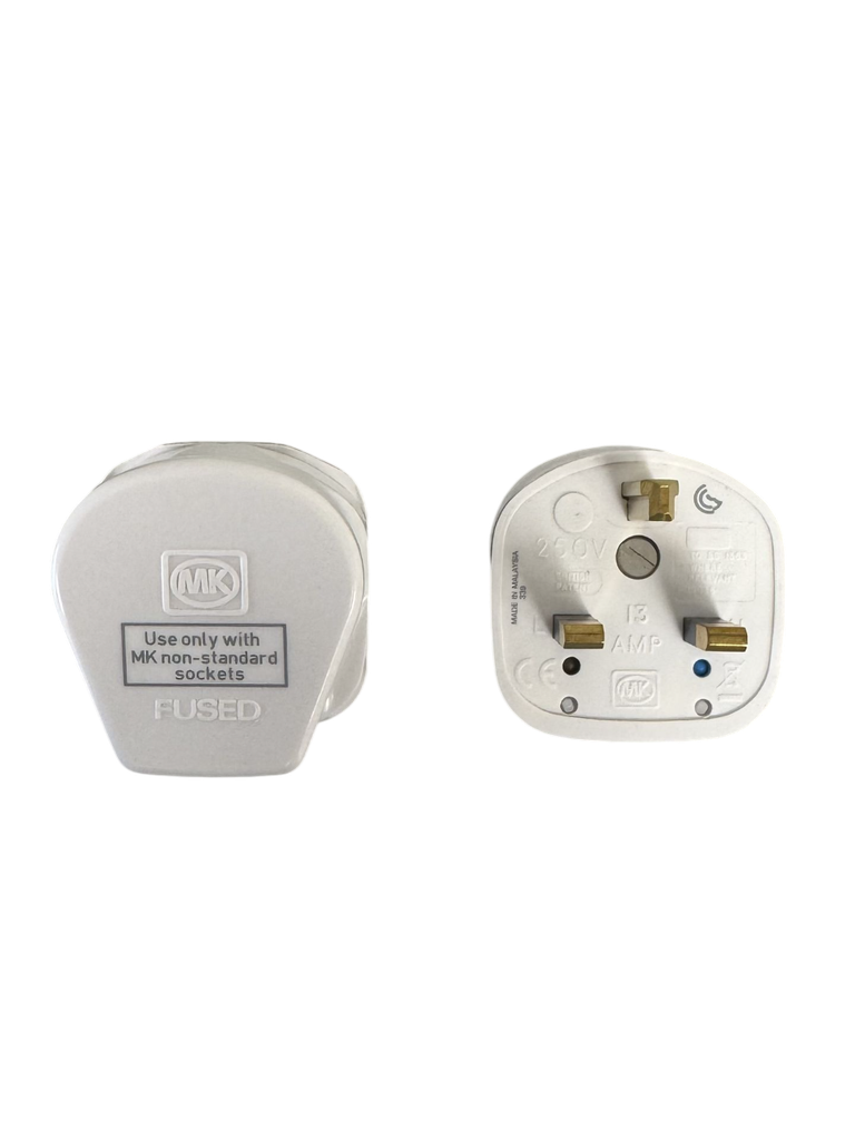 13A Plug Fused 13A Non-Standard T-Shaped White