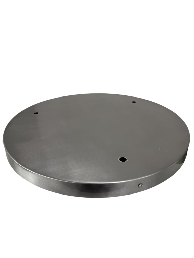 [01080] Clearance 450mm Circular Giant Ceiling Rose with 4 x 13mm outlets. Brushed Steel & Lacquered. Some Scratches.