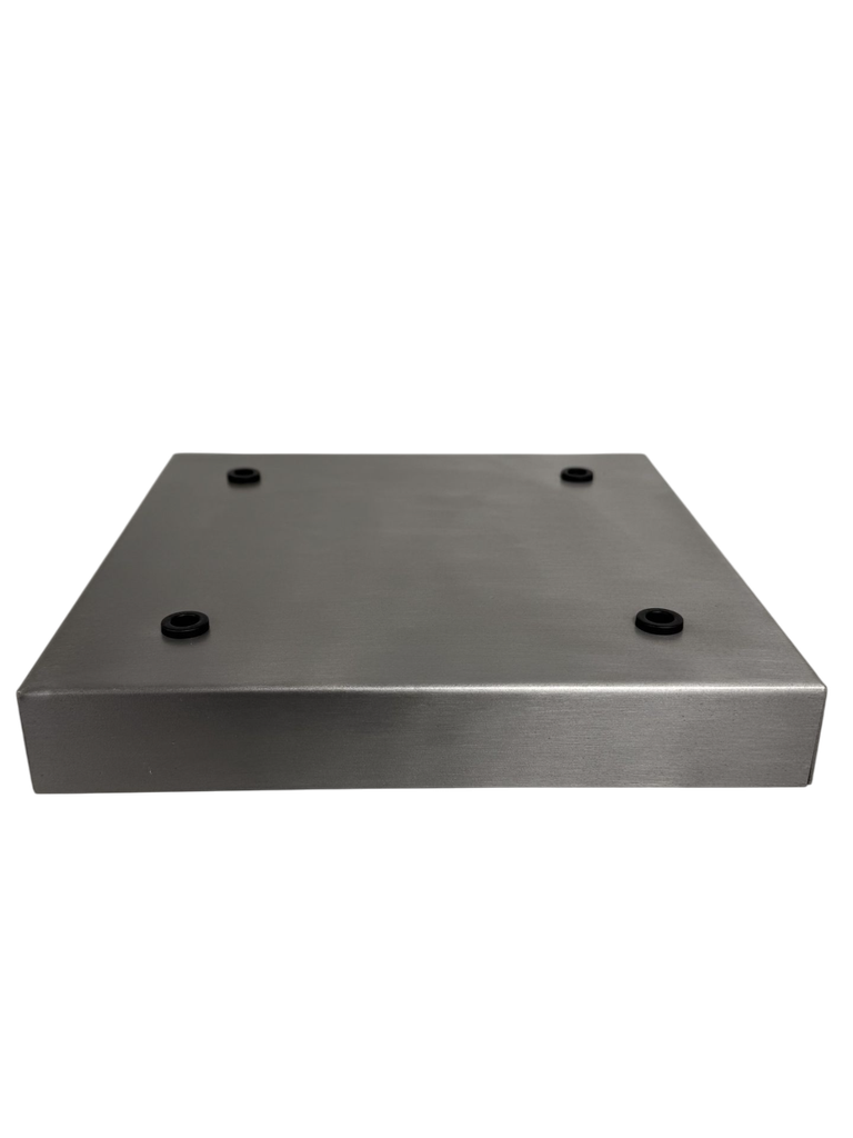 200mm Square Brushed Steel 4-Outlet Ceiling Rose - Slightly Oxidised