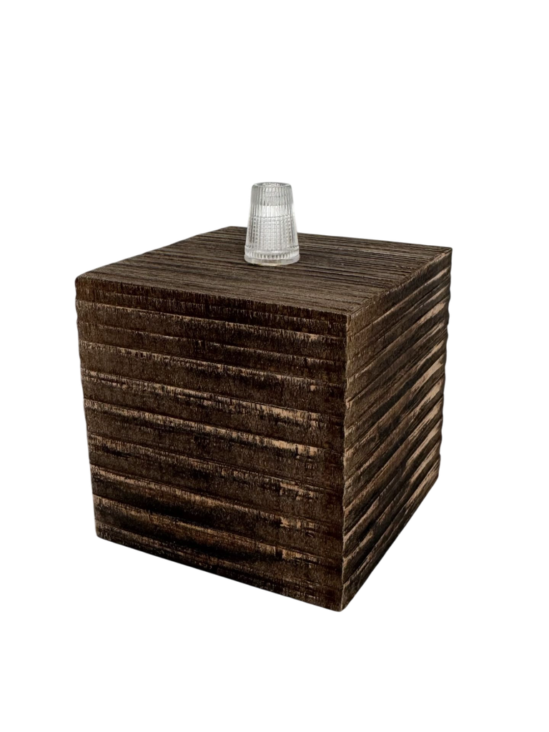 Wooden Cube Lampholder ES Cordgrip Lampholder Stained
