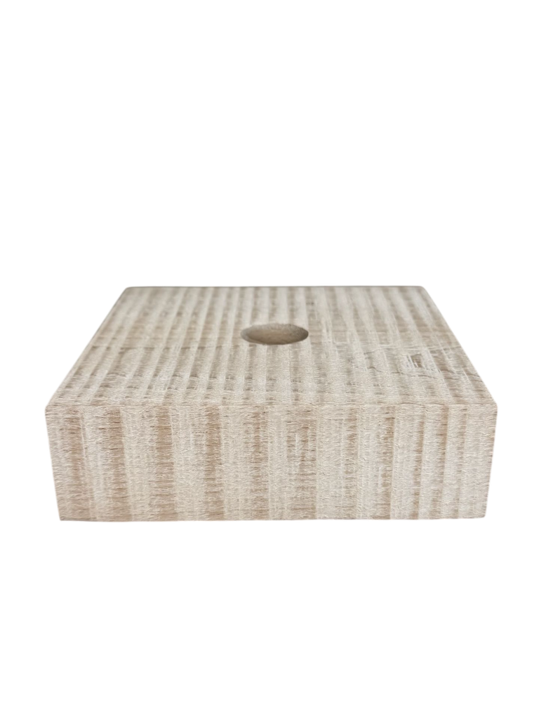 Wooden Ceiling Rose with Large outlet - Limed - 130mm x 130mm x 40mm