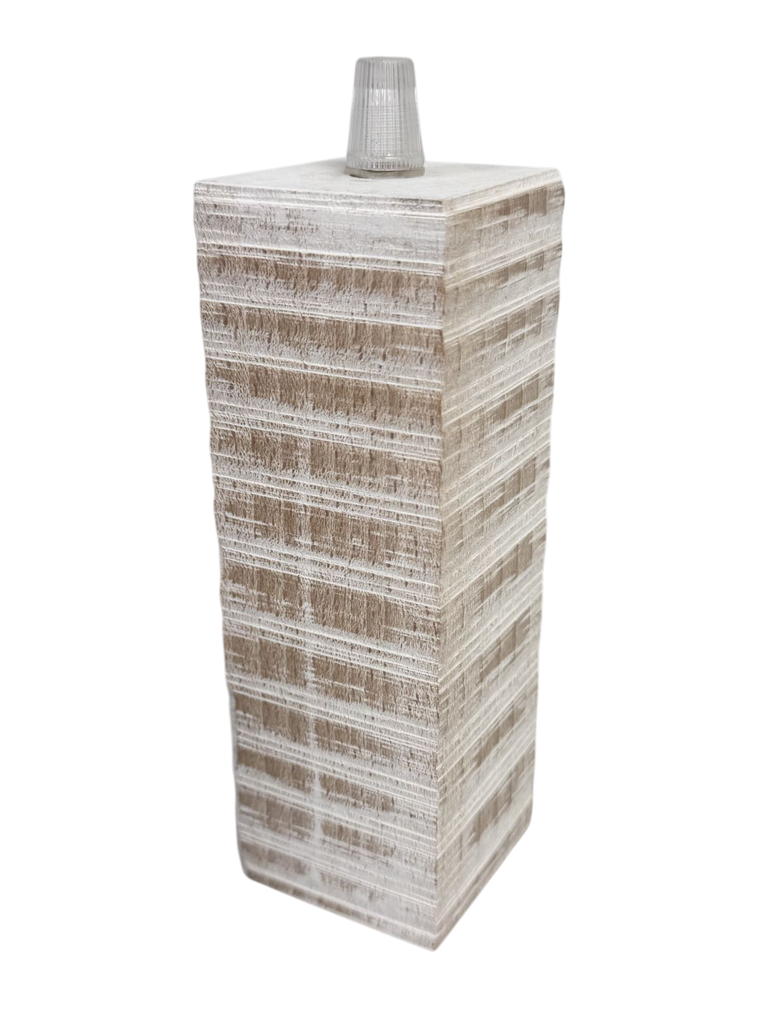 [01094] Wooden Cuboid Lampholder ES Cordgrip Lampholder - Limed