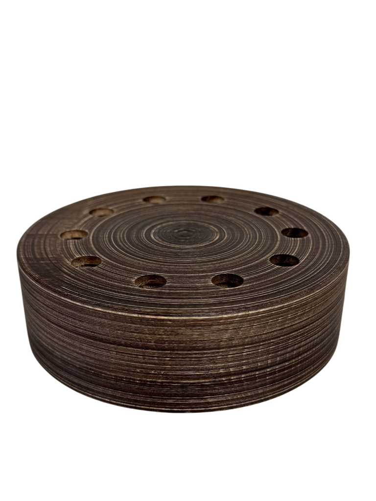 Wooden Ceiling Rose with 10 outlets - Dark - 130mm x 130mm x 40mm