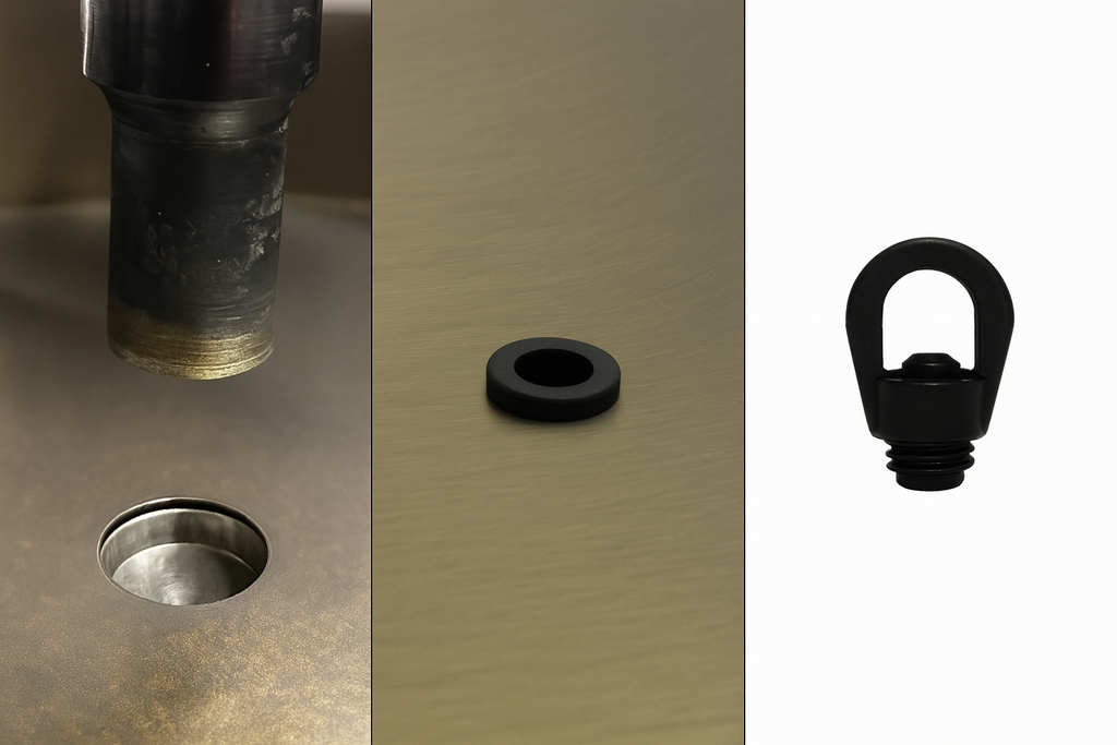 Outlet punched, appropriately grommeted and supplied with internal cord restraint