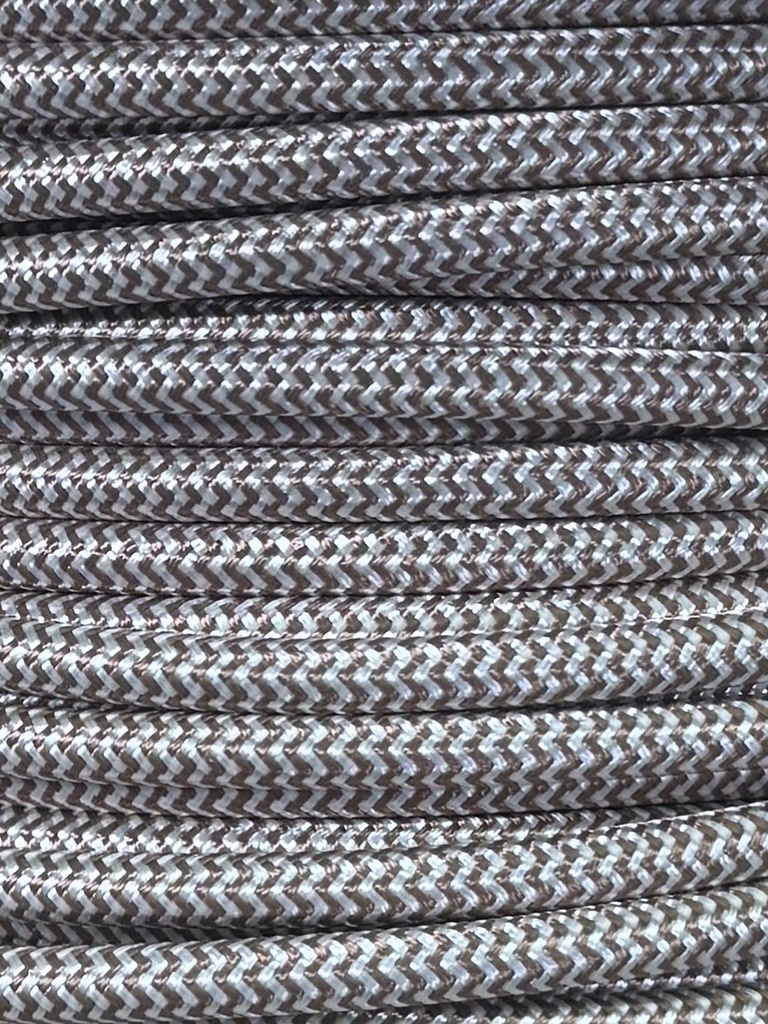 [01128] Round Braided Cable 3 Core 0.75mm White / Pigeon Zig Zag