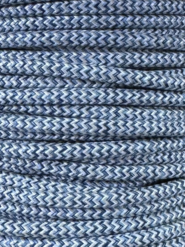 [01131] Round Braided Cable 3 Core 0.5mm Denim / Linen Herringbone