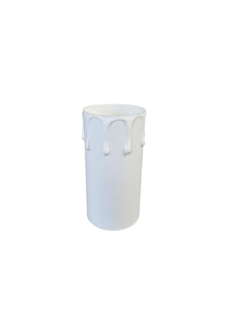[05814] 40mm Internal Diameter White Plastic Candle Tube with Wax Drip Effect