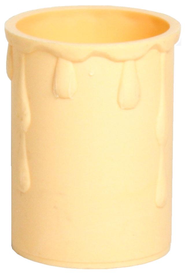 [05191] 33mm Internal Diameter Cream Plastic Candle Tube with Wax Drip Effect - Height 50mm