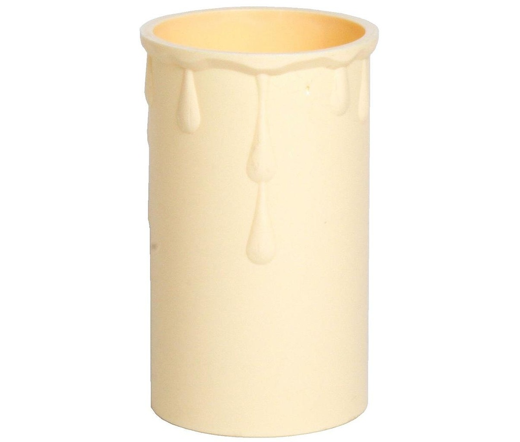 [05194] 37mm Internal Diameter Cream Plastic Candle Tube with Wax Drip Effect - 70mm Height