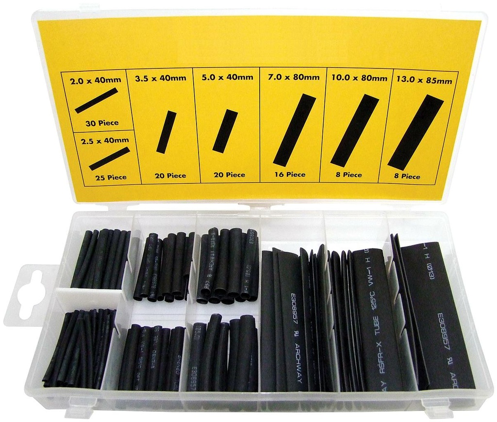 Heat Shrink Black 127pc Assortment
