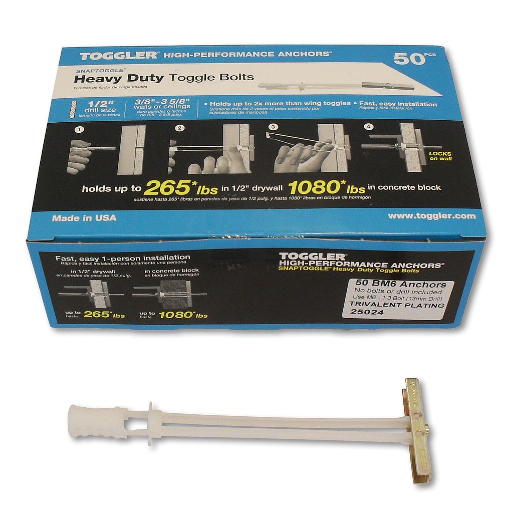 Snap Toggle Heavy Duty Toggle Bolts M6 50-Pack