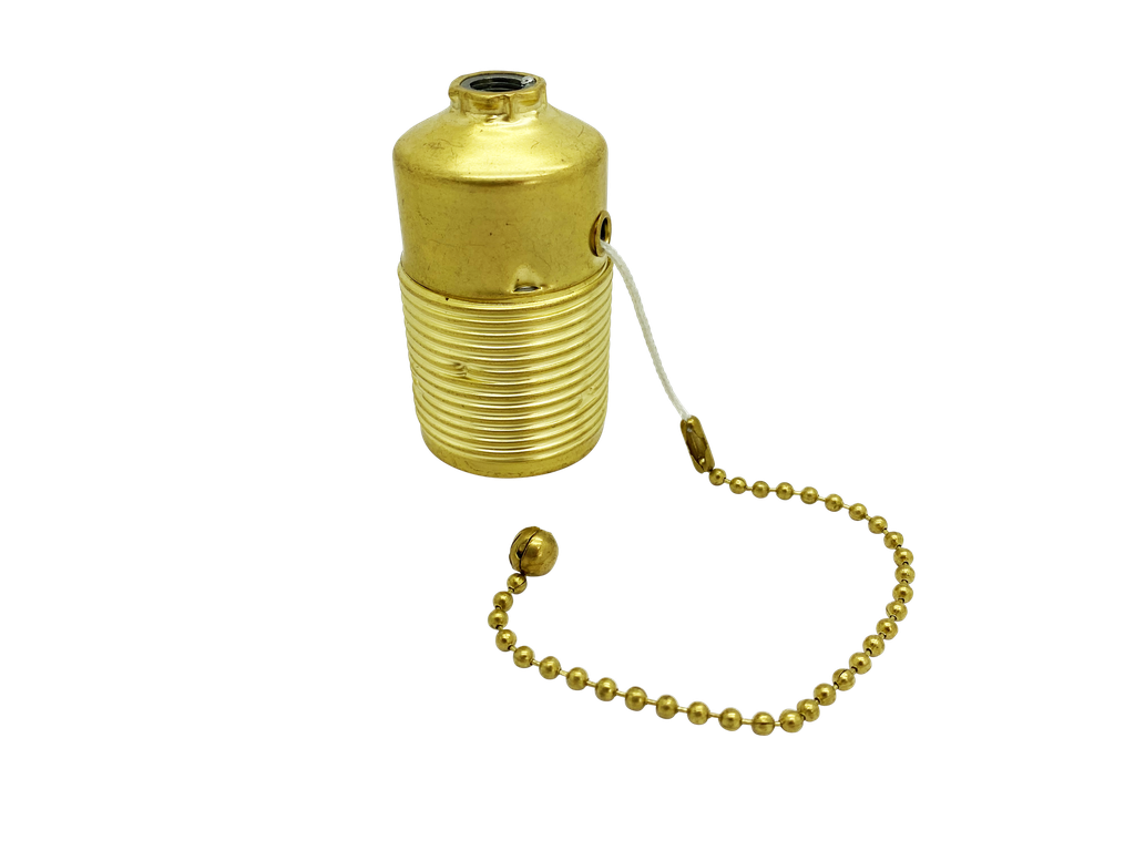 [05987] Plated Pull Chain Switched ES 10mm Lampholder