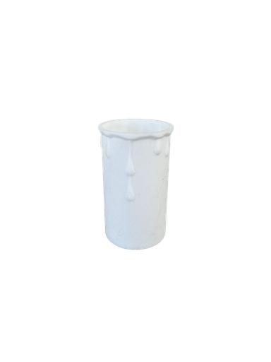 [05193] 37mm Internal Diameter White Plastic Candle Tube with Wax Drip Effect. Height 70mm.