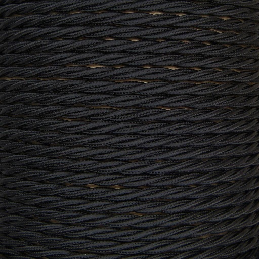 [01061] 2 Core 0.75mm Twisted Black Braided Flex 