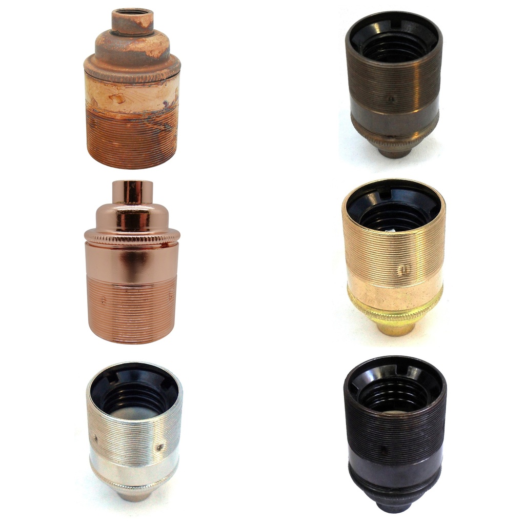 [E27 Lampholder] Metalbrite ES Half Inch Lampholder [Threaded Skirt]