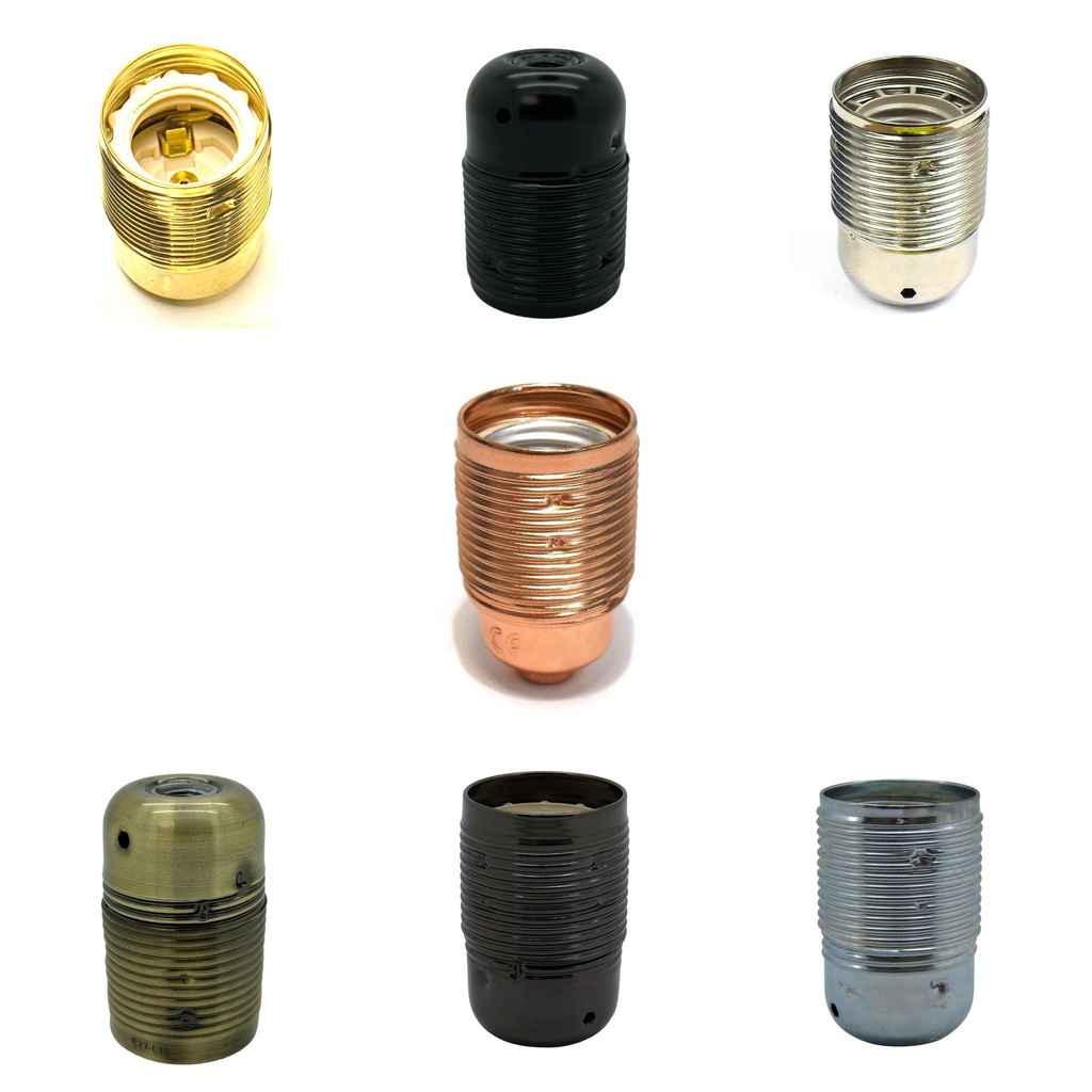 [E27 Lampholder] Plated ES 10mm Lampholder [Threaded Skirt]