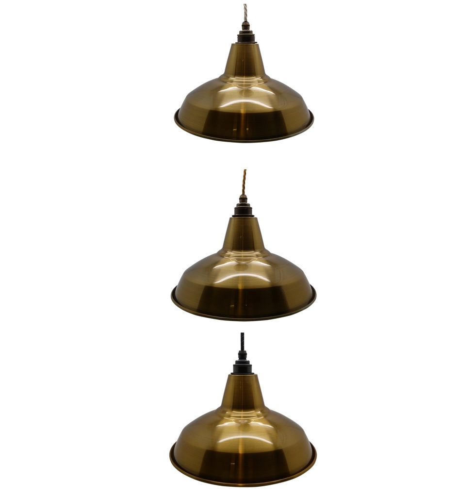 [William Estridge] Antique Brass Industrial Shade Pendant