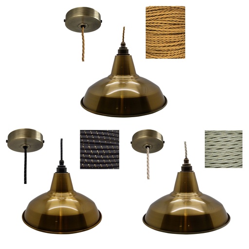[William Estridge] Antique Brass Industrial Shade Pendant