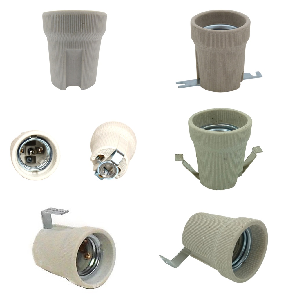 [E27 Lampholder] Porcelain Panel Mounting ES Lampholder