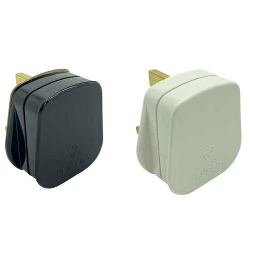 [3A Plug Top] 13A Plug Fused 3A Premium Quality Gloss Finish with Easy Cordgrip