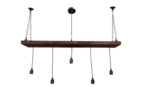 [09899] 5-Drop Rustic Wooden Dining Pendant