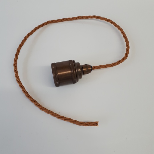 [06812] Prewired Knurled Lampholder Antique Brass 600mm