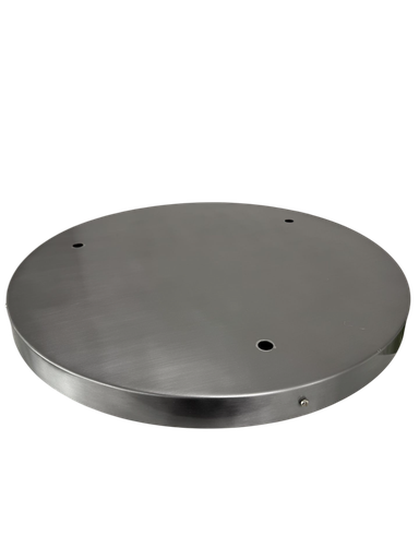 [01080] Clearance 450mm Circular Giant Ceiling Rose with 4 x 13mm outlets. Brushed Steel & Lacquered. Some Scratches.