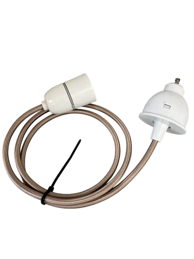 [01106] GU10 Converter Pendant Set - Pigeon Braided Flex, White BC Lampholder 1m