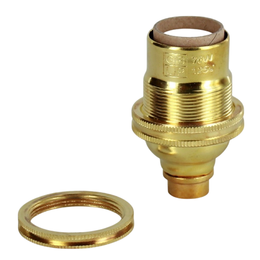 [06724] USA Brass E12 10mm Lampholder [Threaded Skirt]