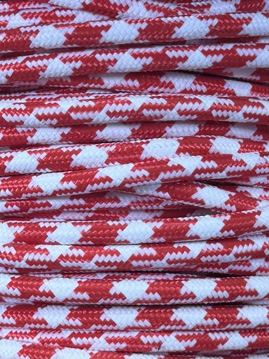 [01125] Round Braided Cable 3 Core 0.75mm Red / White Cheque