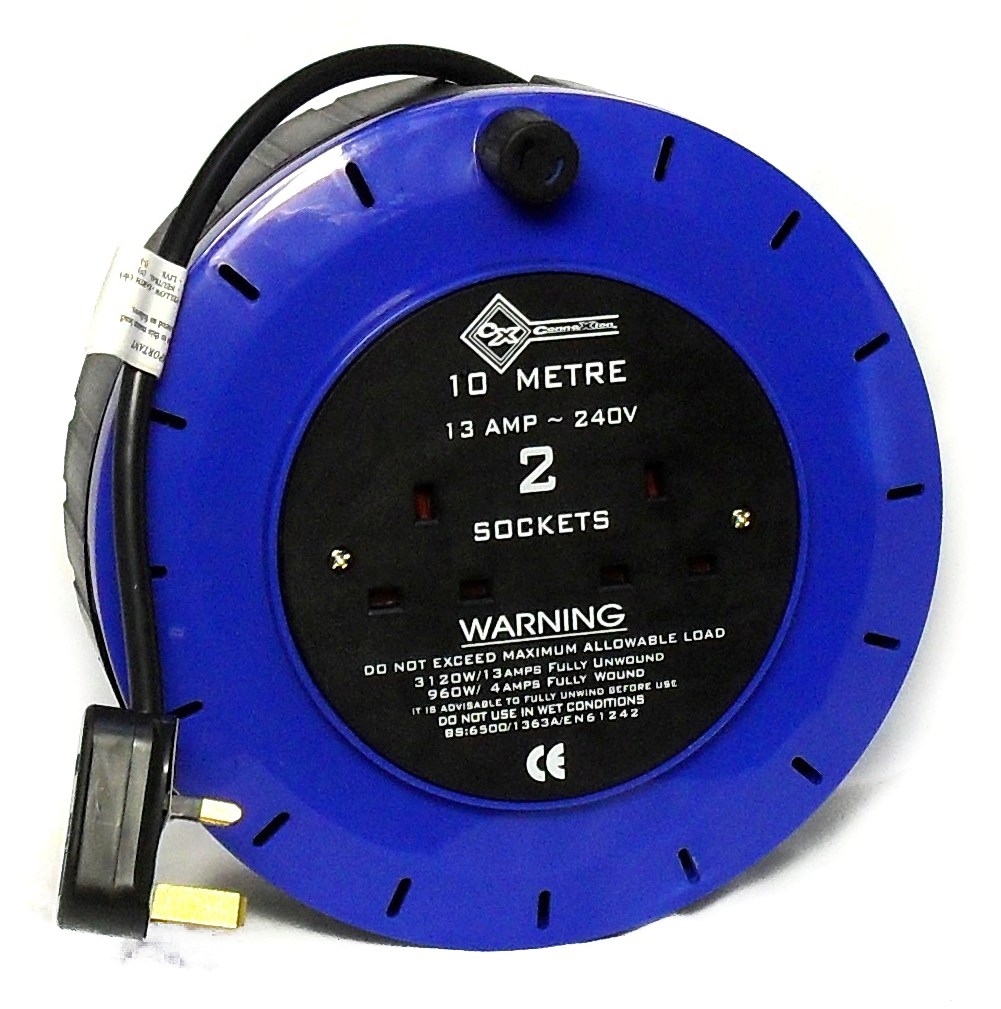 Extension Reel 13A 10m 2 way Lampfix